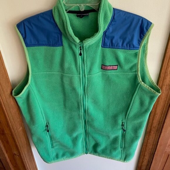 VINEYARD VINES Shep Vest Fleece Zip Front Sleeveless Green Blue Mens L - Picture 4 of 16